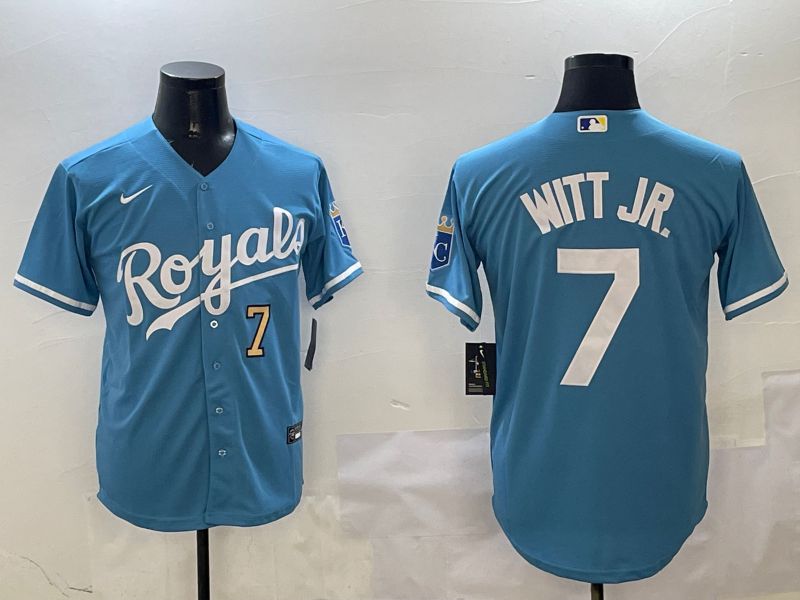 Men Kansas City Royals #7 Witt jr Light Blue Game 2025 Nike MLB Jersey style 5